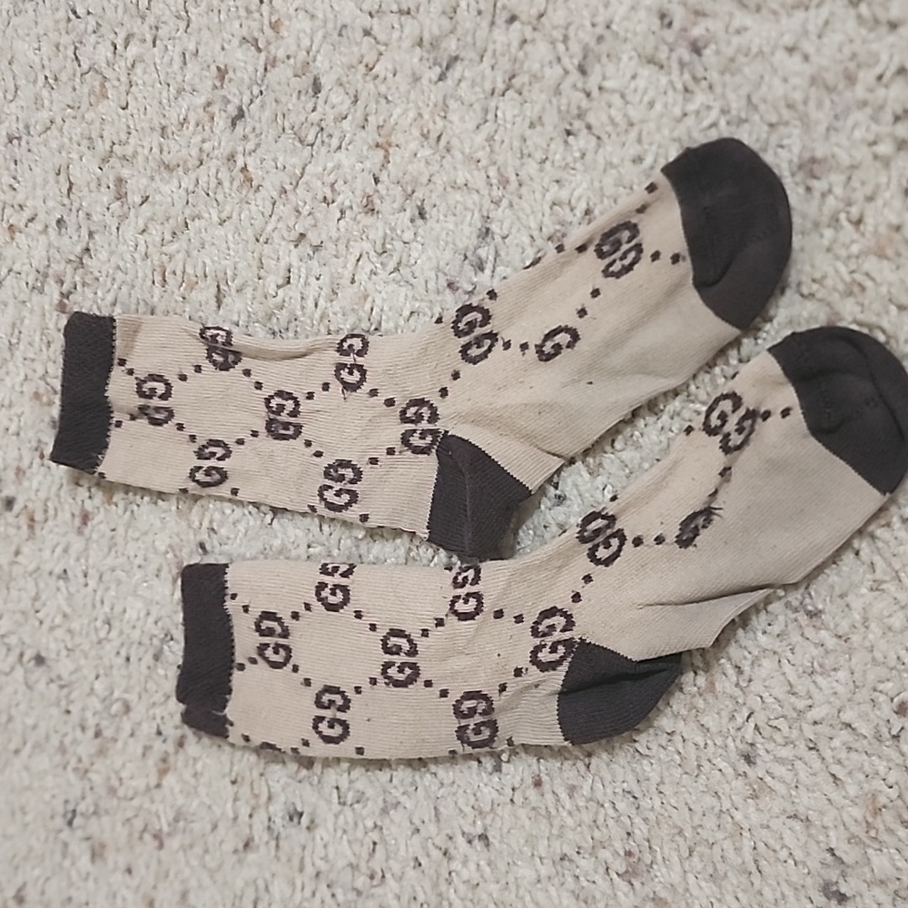Gucci Brown Tan Monogram Toddler Size Socks... Size S (1y-3y)